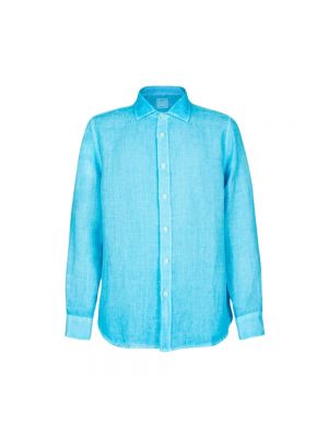 Koszula slim fit 120% Lino niebieska