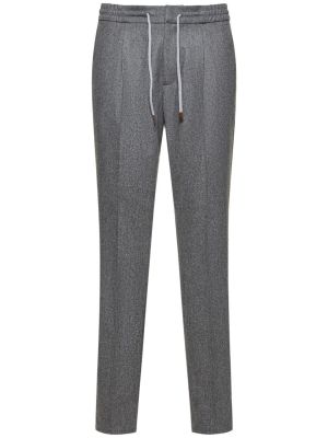 Pantalones de lana de franela Brunello Cucinelli gris
