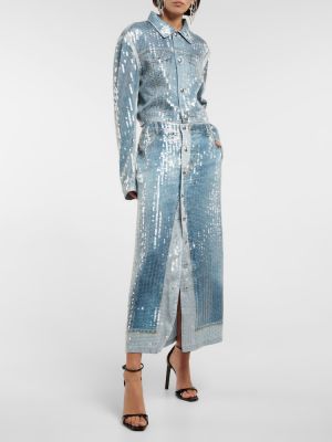 Midi sukňa Jean Paul Gaultier modrá