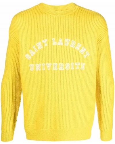 Плетен пуловер Saint Laurent жълто