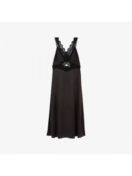 Кружевное шелковое платье миди с вышивкой The Kooples черное