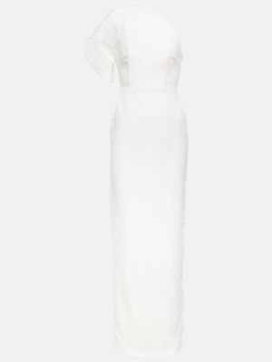 Ασύμμετρη μεταξωτή μάλλινη μάξι φόρεμα Roland Mouret λευκό