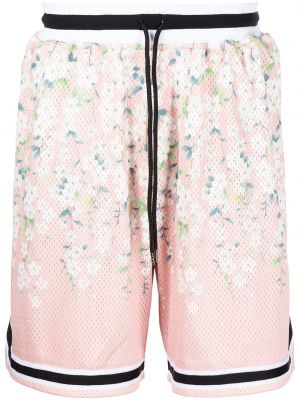 Pantalones cortos deportivos de flores con estampado de malla John Elliott rosa