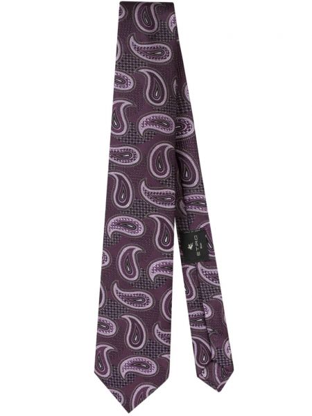 Жакардова копринена вратовръзка с пейсли десен Etro виолетово