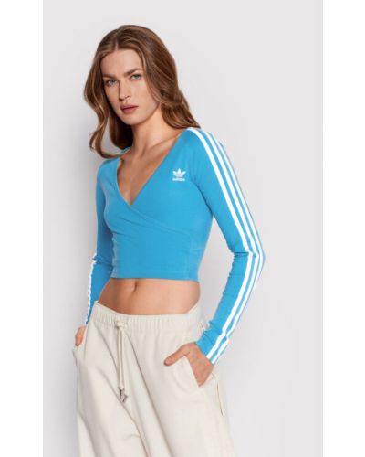 Slim fit priliehavá blúzka Adidas modrá
