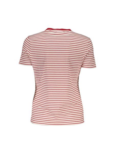 Camiseta con bordado a rayas de cuello redondo Desigual rosa