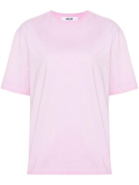 Kokvilnas t-krekls ar izšuvumiem Msgm rozā