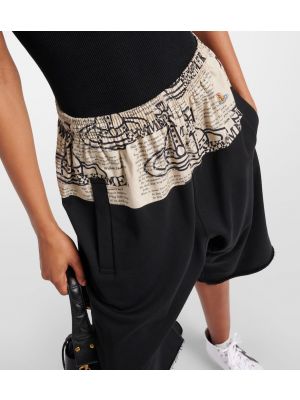Pantaloncini di cotone con stampa Vivienne Westwood nero