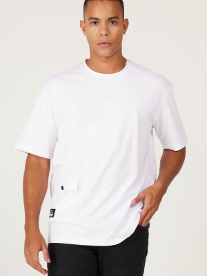 Βαμβακερή μπλούζα σε φαρδιά γραμμή Ac&co / Altınyıldız Classics λευκό
