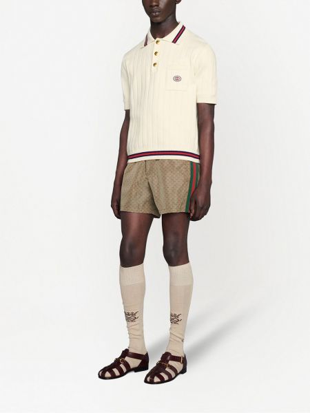 Pantalones cortos deportivos con estampado Gucci marrón