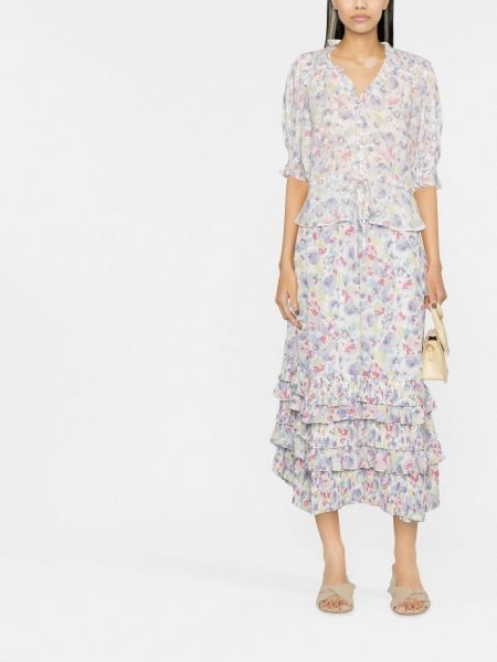 Mustriline lilleline sifonki mantel Polo Ralph Lauren valge
