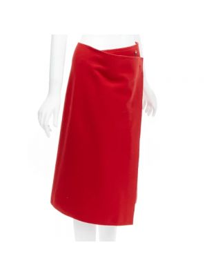 Falda de lana Celine Vintage rojo