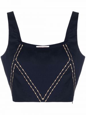 Bomull brodert crop top Emporio Sirenuse blå