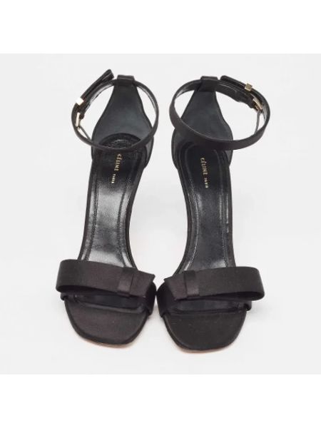 Sandalias de raso retro Celine Vintage negro