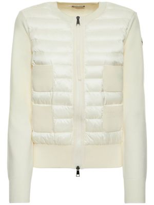 Dun ull cardigan med glidelås Moncler