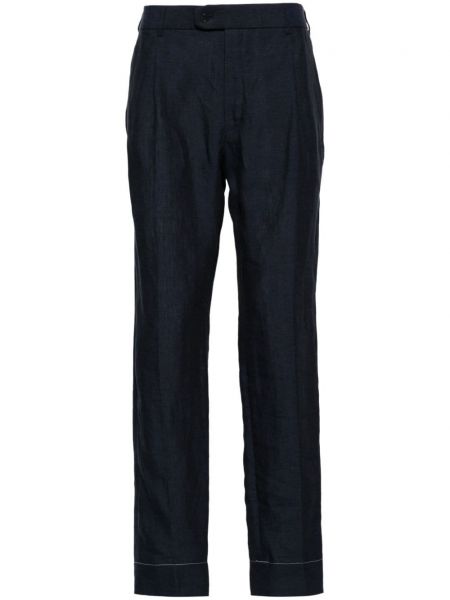 Pantalon avec pli marqué en lin Brioni bleu