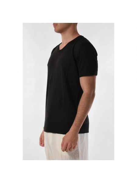 Camiseta de lino con escote v 120% Lino negro