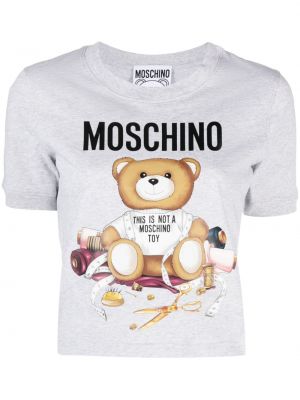 Tricou din bumbac cu imagine Moschino gri