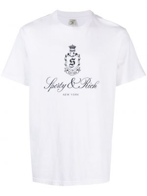 Bavlnené tričko s potlačou Sporty & Rich biela
