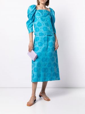 Geblümt bluse mit print Rejina Pyo blau