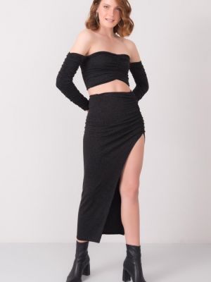 Midi sukně Fashionhunters černé