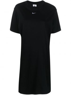Haftowana sukienka bawełniana Nike czarna