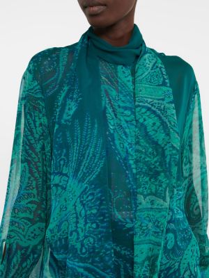 Bluză de mătase cu imagine Etro verde
