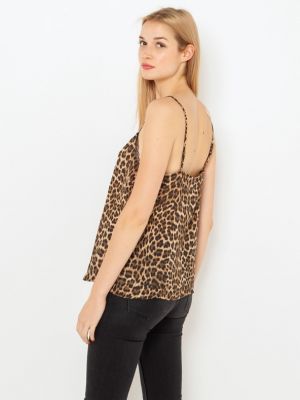 Блуза с леопардов принт Camaieu кафяво
