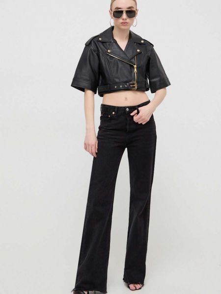 Kurtka jeansowa skórzana Versace Jeans Couture czarna