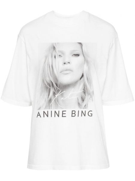 Kokvilnas t-krekls Anine Bing balts