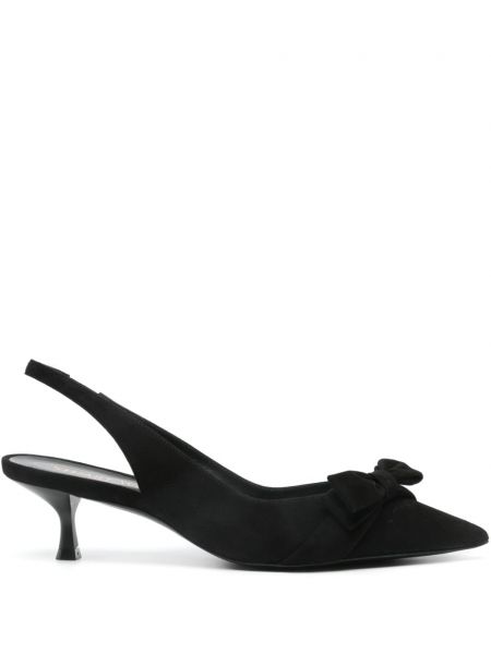 Велурени полуотворени обувки Stuart Weitzman черно
