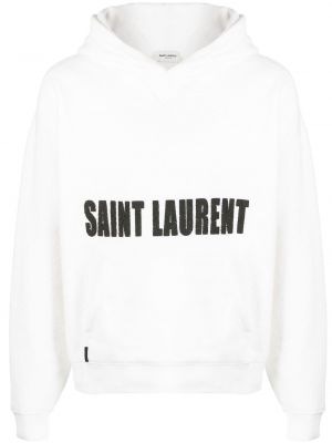 Φούτερ με κουκούλα με σχέδιο Saint Laurent λευκό