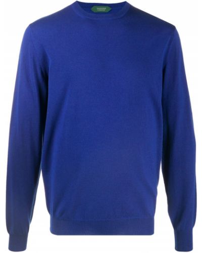 Jersey de punto de tela jersey de cuello redondo Zanone azul