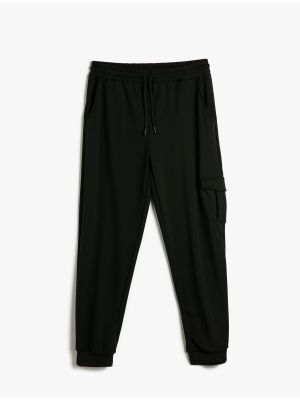 Krajkové šněrovací sportovní kalhoty s vysokým pasem Koton černé