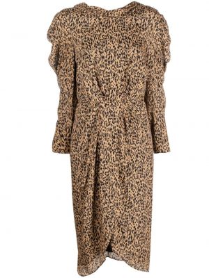 Bavlnené midi šaty s potlačou s leopardím vzorom Iro