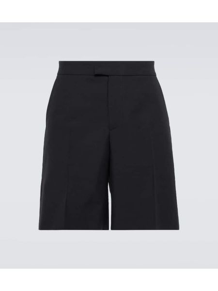 Pantalones cortos de lana de algodón de lana mohair Alexander Mcqueen negro