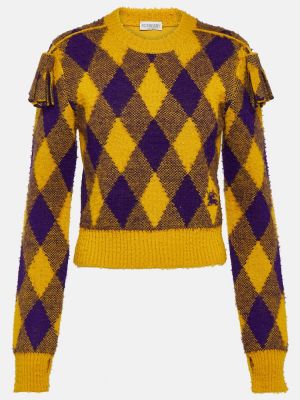 Žakárový vlněný svetr s argylovým vzorem Burberry