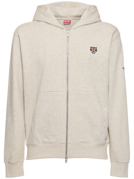 Sudadera con capucha con cremallera de algodón Kenzo Paris gris