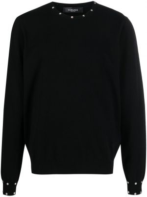 Pullover mit rundem ausschnitt mit spikes Versace schwarz
