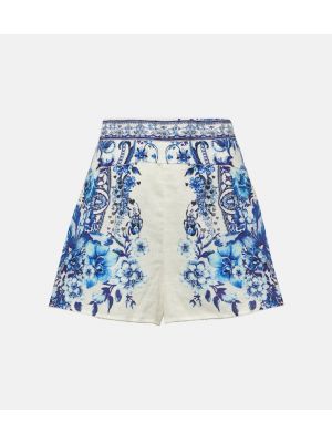 Leinen high waist shorts mit print Camilla