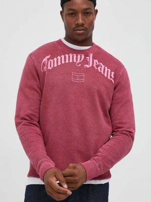 Geacă de blugi cu glugă Tommy Jeans roz