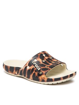 Sandales à imprimé léopard à imprimé animal Crocs beige