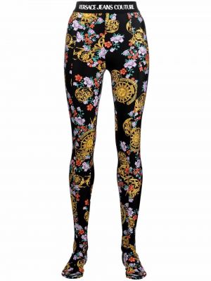 Trykt floral stretch bukser Versace Jeans Couture svart