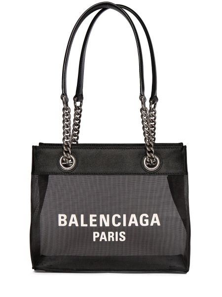 Mesh lær mini bag Balenciaga svart