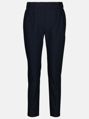Bavlněné rovné kalhoty Brunello Cucinelli modré