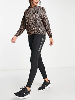 Леопардовый свитшот с принтом с круглым вырезом Nike коричневый