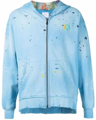 Distressed hoodie mit reißverschluss Alchemist blau