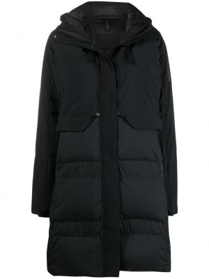 Пухено палто с качулка Adidas черно