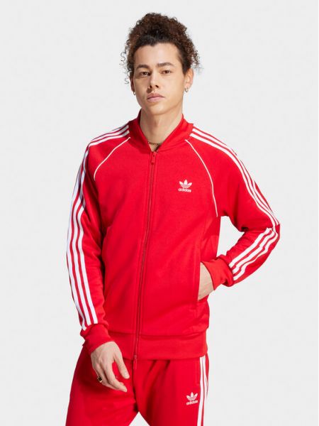 Slim fit priliehavá mikina Adidas červená