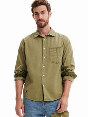 Bavlněné tričko Desigual zelené